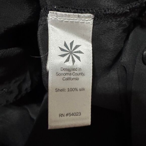 Athleta Washable Silk Black Button Up Shirt Tunic Size Small - Picture 9 of 9
